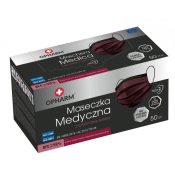 OPHARM - Maseczka Medyczna 50szt DARK RED ( bordo )