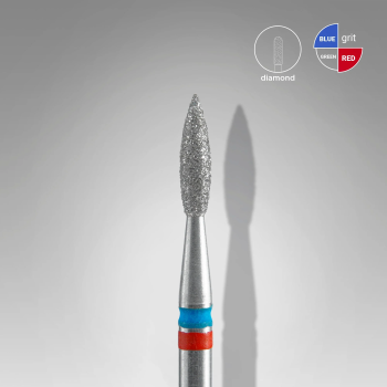 Staleks - Frez diamentowy DUO płomyk czerwono-niebieski EXPERT średnica 2,1 mm / część pracująca 8 mm