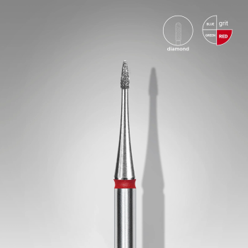 Staleks - Frez diamentowy płomień mini czerwony EXPERT średnica 1 mm / część pracująca 3 mm
