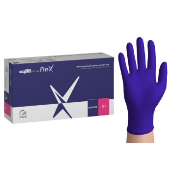 Rękawice nitrylowe, bezpudrowe easyCARE Nitrile Flex Cobalt, 100 szt. rozm. S