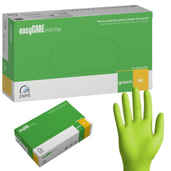ZARYS - Rękawiczki ZIELONE BIO easyCARE Biodegradowalne nitrylowe bezpudrowe - 100 szt. roz. M