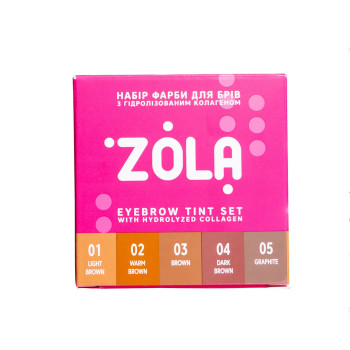 ZOLA Zestaw Farb do Brwi z Kolagenem w Saszetkach 5x5ml (5 kolorów)