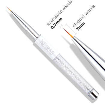 NC Nails Company - pędzelek nail art brush-1 z kryształkami