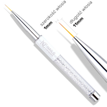 NC Nails Company - pędzelek nail art brush-3 z kryształkami
