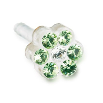 Blomdahl - Kolczyki do przekłuwania uszu - Plastik medyczny - 0% Niklu DAISY 5mm Peridot / Crystal 1szt.