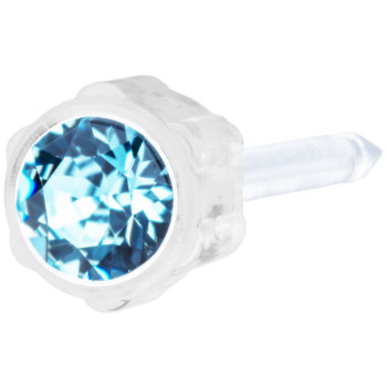 Blomdahl - Kolczyki do przekłuwania uszu - Plastik medyczny - 0% Niklu - Aquamarine 4mm 1szt.