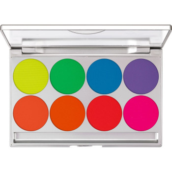 Kryolan - UV-Dayglow Compact Color - Paleta Prasowanego Pudru 8 Kolorów - 20g