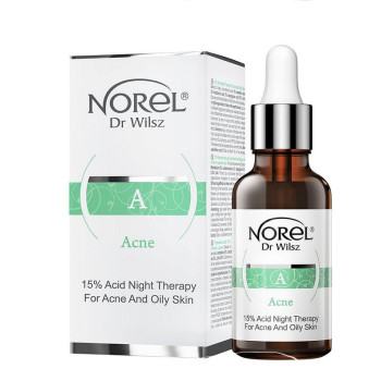 NOREL - ACNE - KURACJA KWASOWA 15% NA NOC DLA CERY TRĄDZIKOWEJ I TŁUSTEJ 30ML